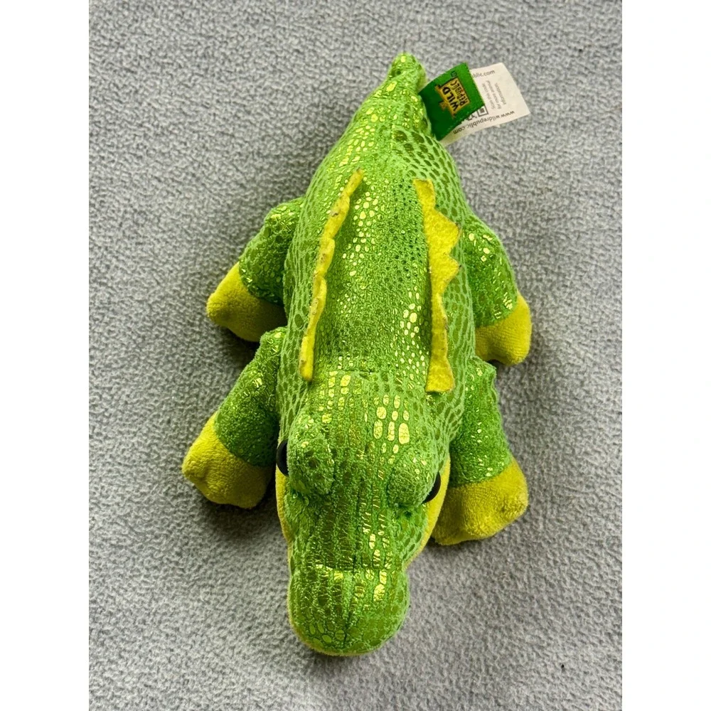 Wild Republic Alligator Plush Green Shimmer Metallic Scales Stuffed Animal 8 in